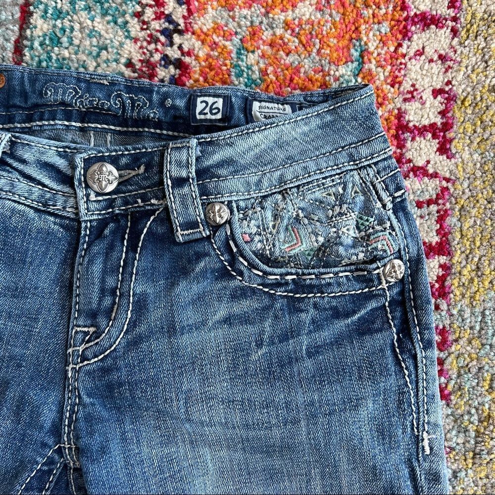 Miss Me Signature Cropped jeans geometric embroidered pockets rhinestones Y2K - Picture 6 of 15